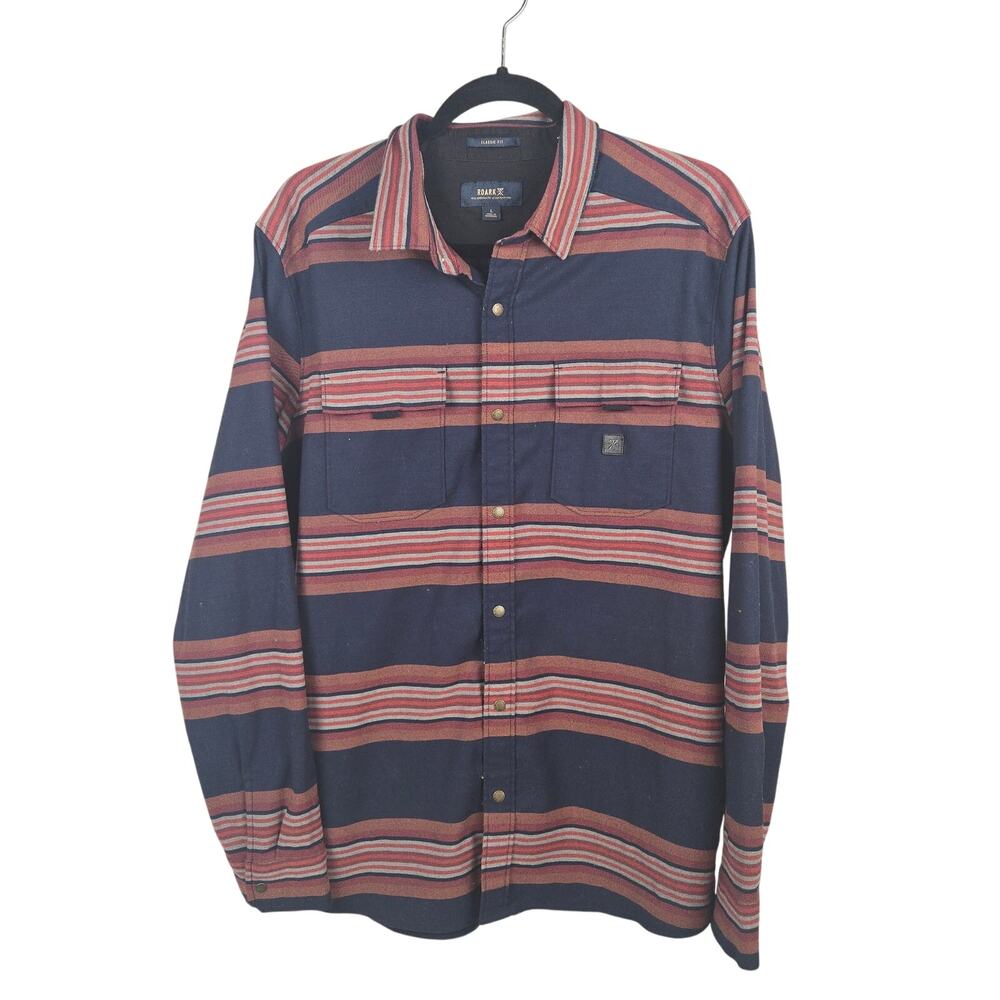 Roark Men's Diablo Alpinist Long Sleeve Flannel Size Large Dark Navy